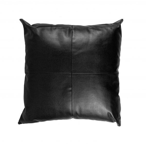 ALMOFADA EM COURO SINTÉTICO PRETO - 50X50