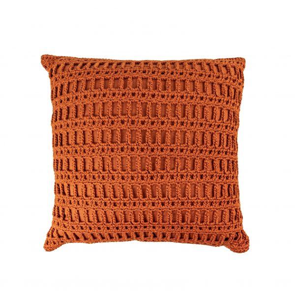 ALMOFADA TERRACOTA COM DETALHE EM CROCHÊ