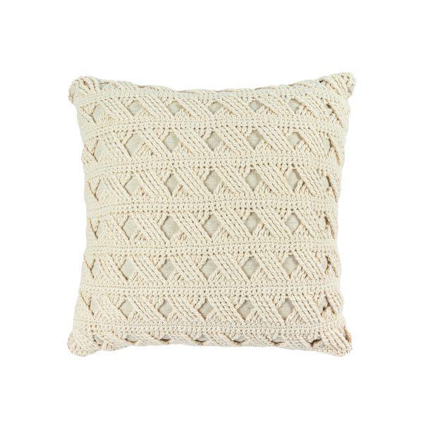 ALMOFADA LINHO CRU COM TRICOT NA FRENTE
